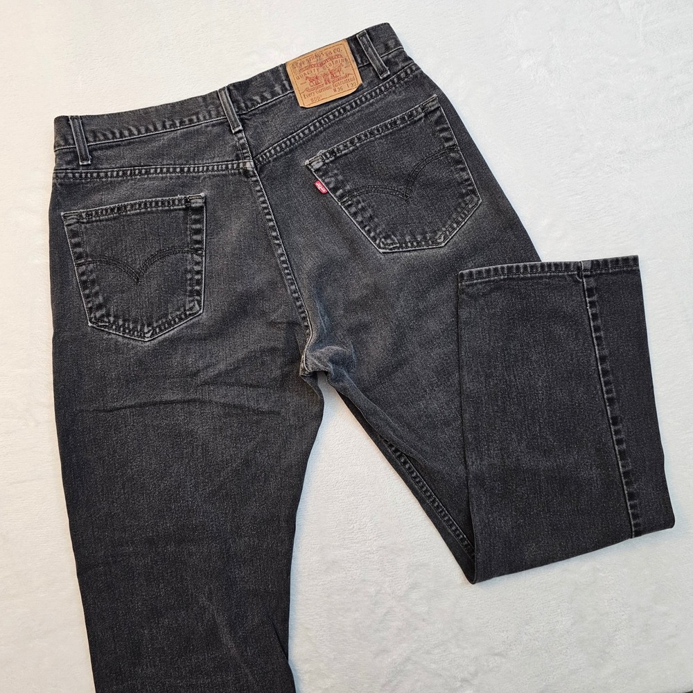 Levi's 505 Jeans‎ Mens 36x30 Black Faded Straight Leg Denim Vintage Workwear
